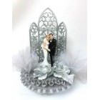 Wedding Couple Figurine Silver Cake Topper or Centerpiece